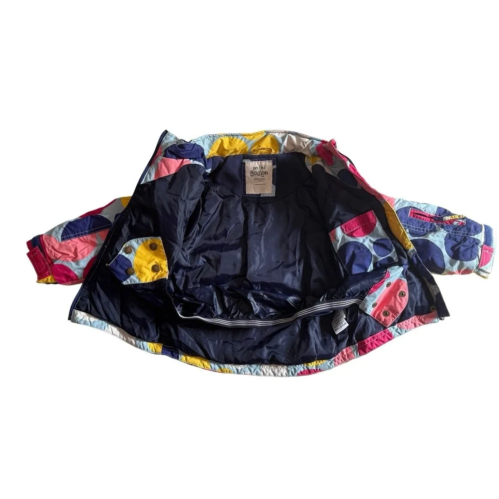 MINI BODEN Girls Kids 3-4 Yrs Ski Coat Blue Spots‎ Winter Snow Lined Zip Snap